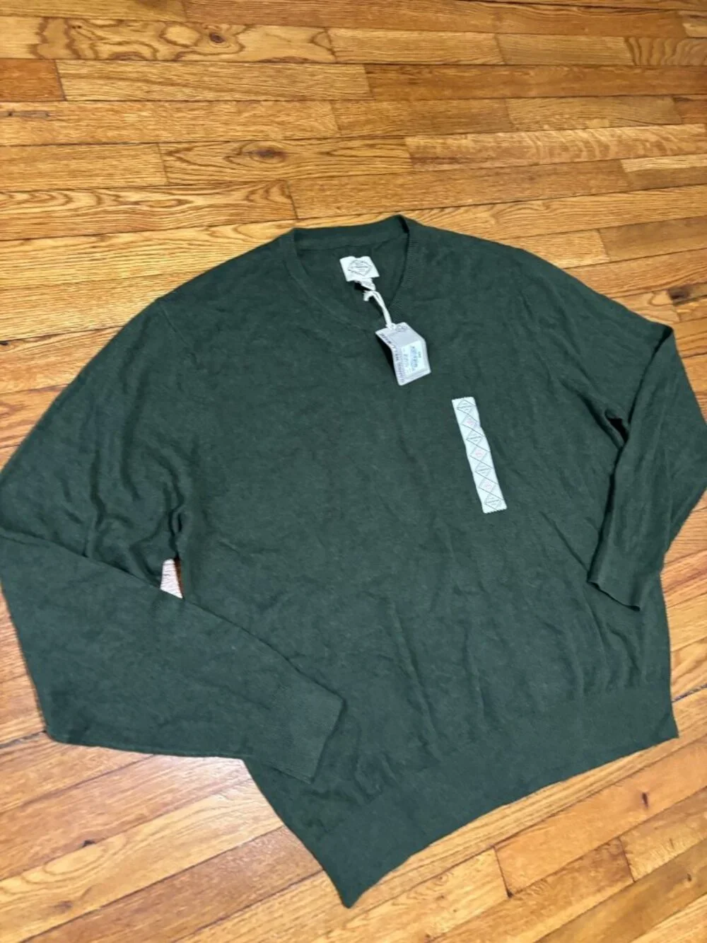 St John's Bay Mens V-Neck Sweater Sz 2XL XXL Green Heather Pullover Knit NWT $42